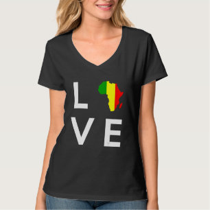 Camiseta Bandeira do Mali Amor África Silhueta do Continent