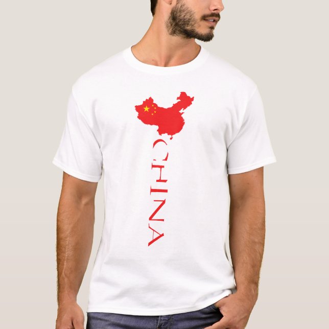 Camiseta Bandeira do Mapa da China (Frente)