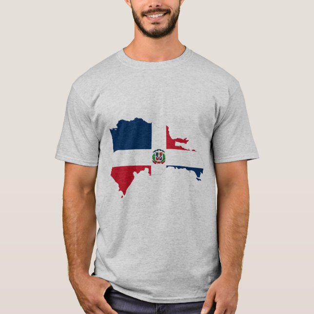 Camiseta Bandeira do mapa da República Dominicana (Frente)