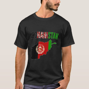Camiseta Bandeira do Mapa do Afeganistão no Afeganistão