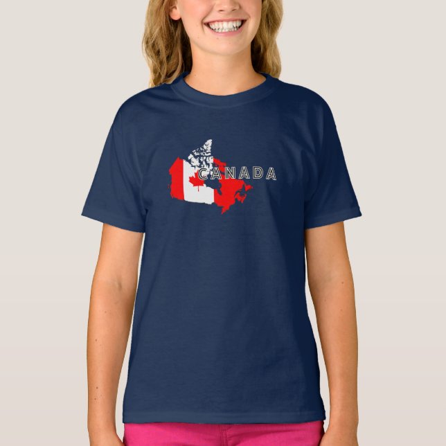Camiseta Bandeira do mapa do Canadá Canadense Simples Moder (Frente)