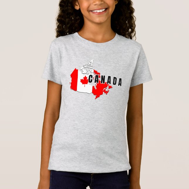 Camiseta Bandeira do mapa do Canadá canadense simples moder (Frente)