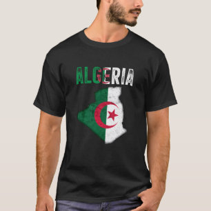 Camiseta Bandeira do Mapa do País Argélia Argélia