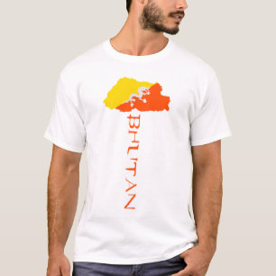 Camiseta Bandeira do Mapa do País Butão