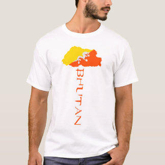Camiseta Bandeira do Mapa do País Butão