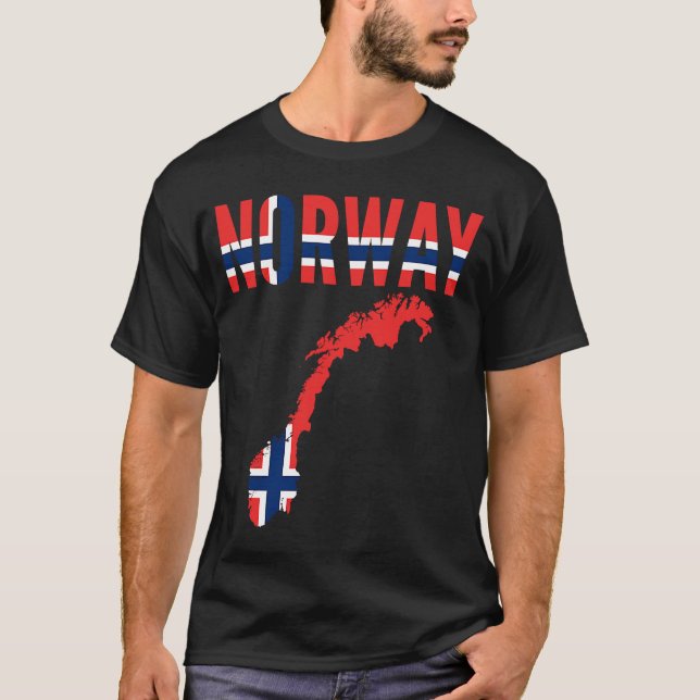 Camiseta Bandeira do Mapa Norueguês Nórdico da Noruega (Frente)