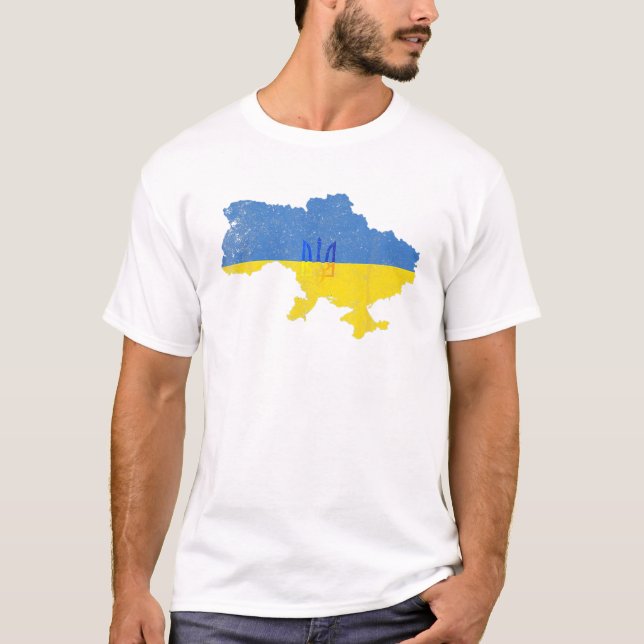 Camiseta Bandeira do Mapa Ucraniano (Frente)