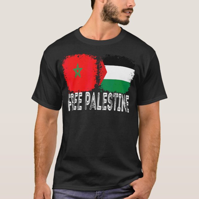 Camiseta Bandeira Do Marrocos E Da Palestina (Frente)