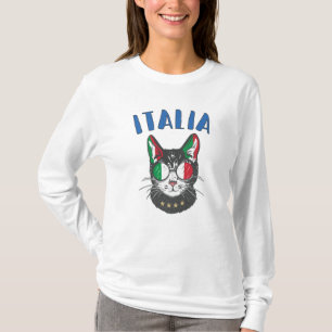 Camiseta Bandeira do mascote de gato do futebol da Itália f