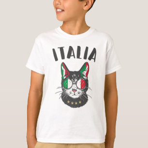 Camiseta Bandeira do mascote gato do futebol da Itália fã i
