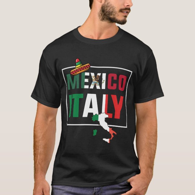 Camiseta Bandeira Do México E Da Itália (Frente)