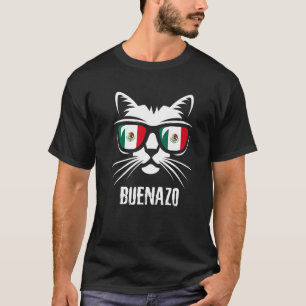 Camiseta Bandeira do México Gato Ditado Mexicano Buenazo