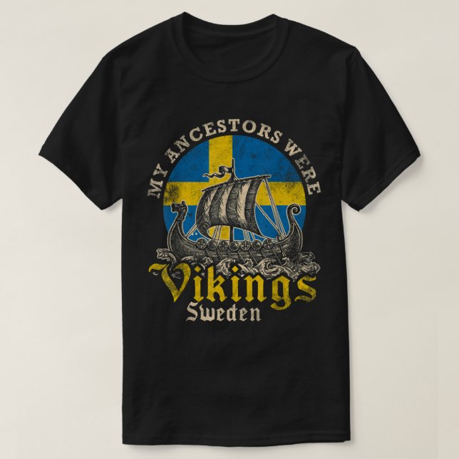 Camiseta Bandeira do Navio de Viking Sueco da Suecia (Frente do Design)