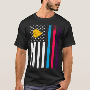 Camiseta Bandeira do Novo Orgulho EUA Poliamoroso Trío Poli