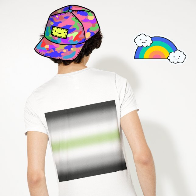 Camiseta Bandeira do Orgulho Agênero Gradiente com Nome Per (Criador carregado)