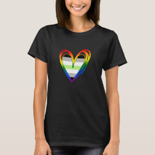 Camiseta Bandeira do Orgulho Agênero LGBT Coração Fofo Gráf