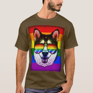Camiseta Bandeira do Orgulho Arco-Íris LGBT do Cachorro-Sib
