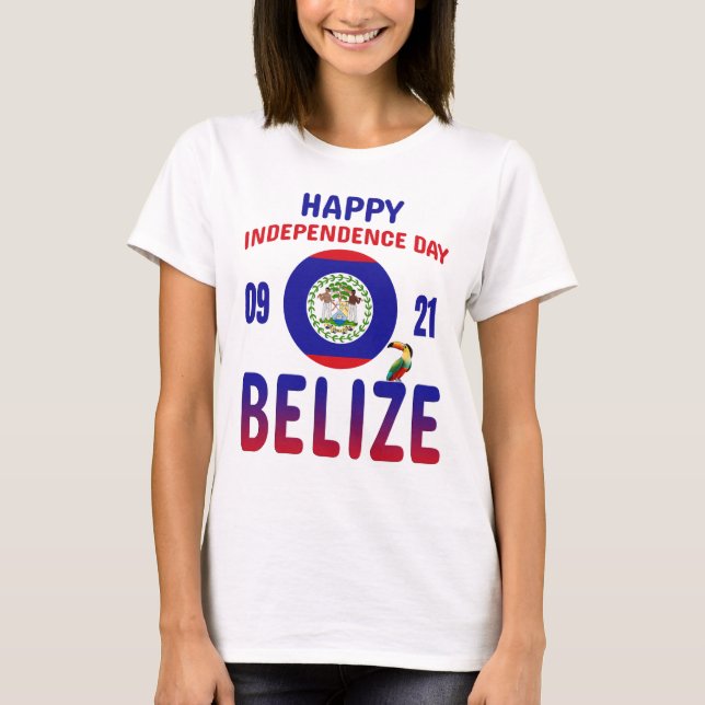 Camiseta Bandeira do Orgulho Beliziano do Dia da Independên (Frente)
