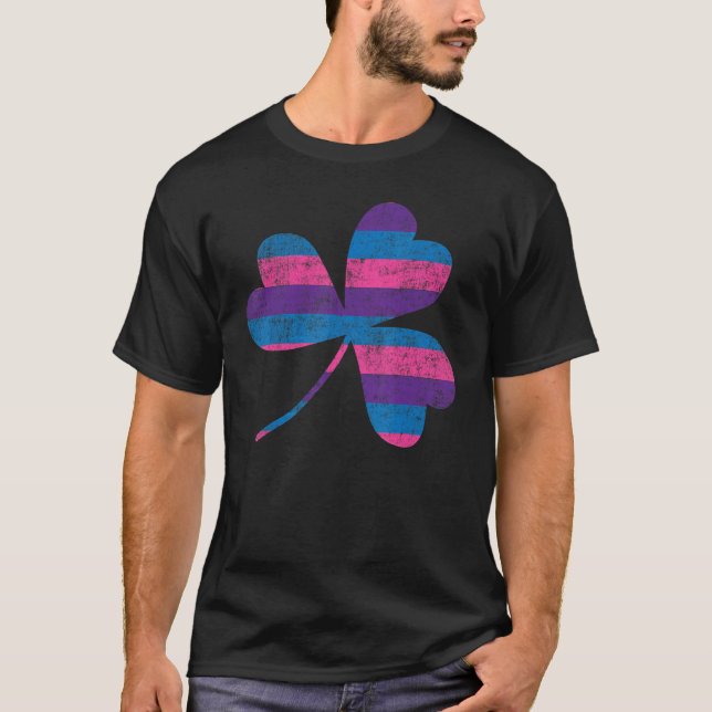 Camiseta Bandeira do Orgulho Bi Bissexual Shamrock Dia de S (Frente)