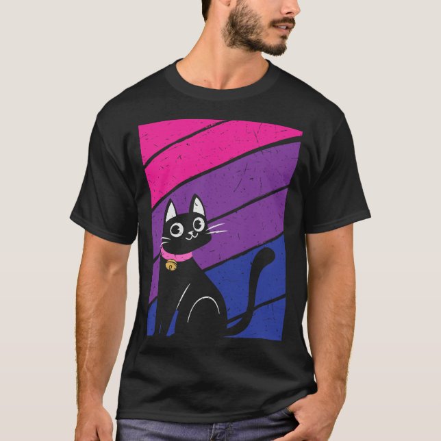 Camiseta Bandeira do Orgulho Bissexual e Gato Bissexual (Frente)