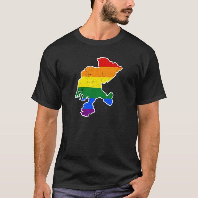 Camiseta Bandeira do orgulho da bandeira LGBT do arco-íris (Frente)