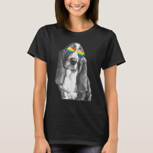 Camiseta Bandeira do Orgulho de Cachorro Basset Lgbt