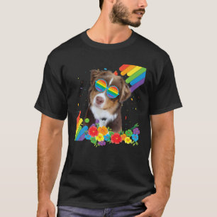 Camiseta Bandeira do Orgulho de Cachorro Gay Americano LGBT