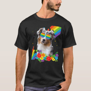 Camiseta Bandeira do Orgulho de Cachorros Australiano Gay L