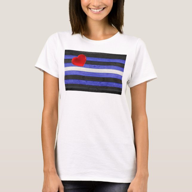 Camiseta Bandeira do orgulho de couro de SlipperyJoe azul r (Frente)
