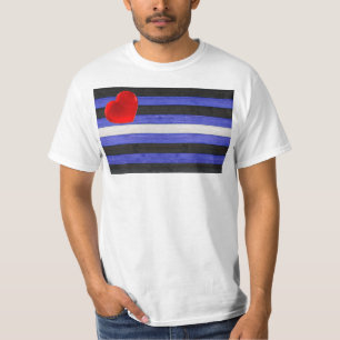 Camiseta Bandeira do orgulho de couro de SlipperyJoe azul r