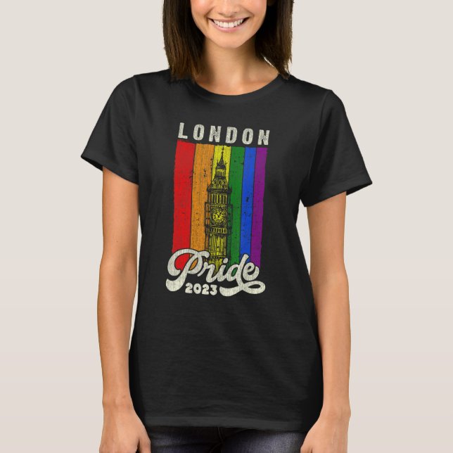 Camiseta Bandeira do Orgulho de Londres 2023 Big Ben LGBT P (Frente)