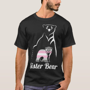 Camiseta Bandeira do Orgulho Demigender do Urso Irmã Demige