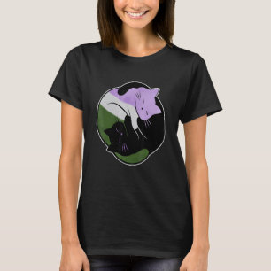 Camiseta Bandeira do Orgulho do Gato Yin Yang Genderqueer L