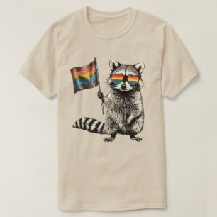 Camiseta Bandeira do Orgulho do Guaxinim Gráfico LGBT do