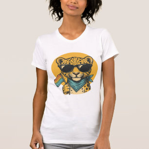 Camiseta Bandeira do Orgulho do Leopardo Arco-íris Design V