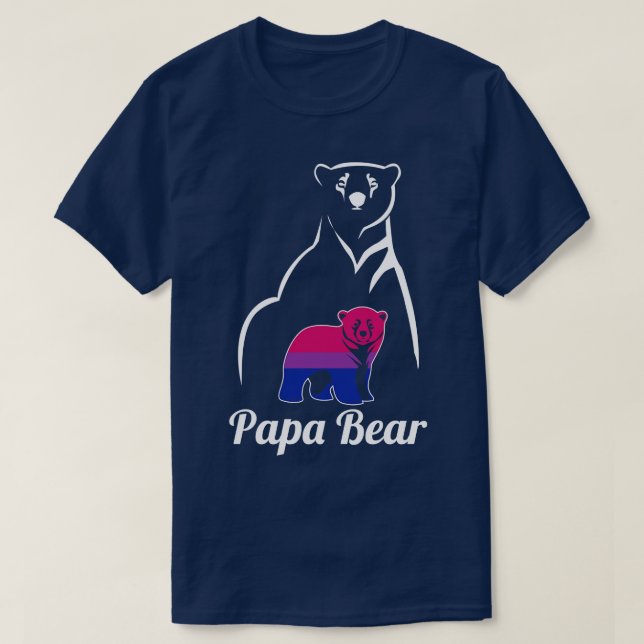 Camiseta Bandeira do Orgulho do Papa Urso Bi Bissexual LGBT (Frente do Design)