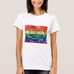 Camiseta bandeira do orgulho do sequin