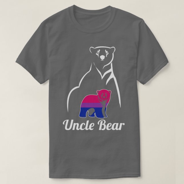 Camiseta Bandeira do Orgulho do Tio Urso Bi Bissexual LGBT (Frente do Design)