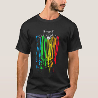 Camiseta Bandeira do Orgulho Felino Arco-íris Gay LGBTQ LGB