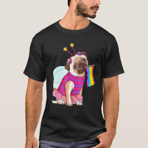 Camiseta Bandeira do Orgulho Gay Lésbico LGBT Arco-íris Pug