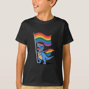Camiseta Bandeira do Orgulho Gay LGBT Arco-íris de Dinossau