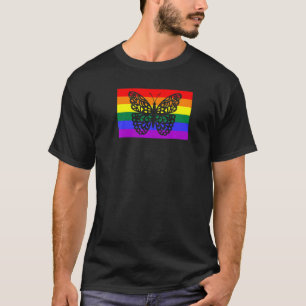 Camiseta Bandeira do Orgulho Gay LGBTQ Jardim de Borboleta