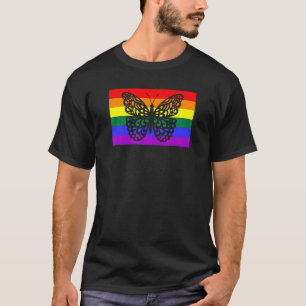 Camiseta Bandeira do Orgulho Gay Lgbtq Jardim de Borboleta