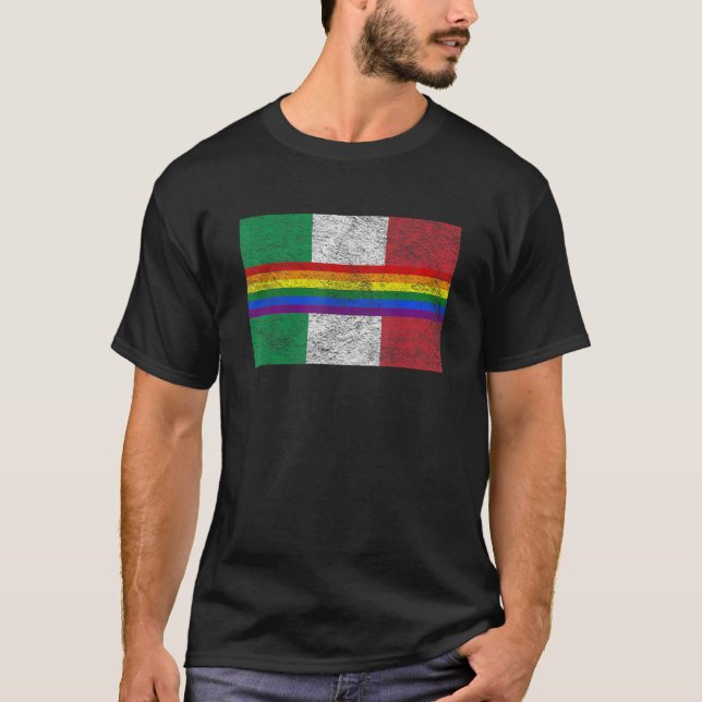 CAMISETA BANDEIRA DO ORGULHO GAY RAINBOW DA ITÁLIA LGBTQ T  (Frente)