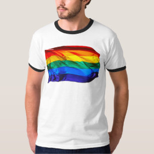 Camiseta Bandeira do orgulho gay SlipperyJoe's ondulando ve