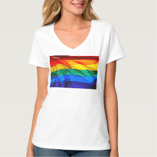 Camiseta Bandeira do orgulho gay SlipperyJoe's ondulando ve