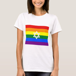 Camiseta Bandeira do Orgulho Judaico Gay