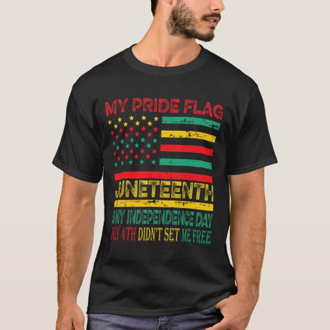 Camiseta Bandeira do Orgulho Juneteenth É o Meu Dia da Inde (Frente)