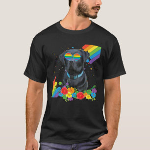 Camiseta Bandeira do Orgulho Labrador Negro Gay LGBT