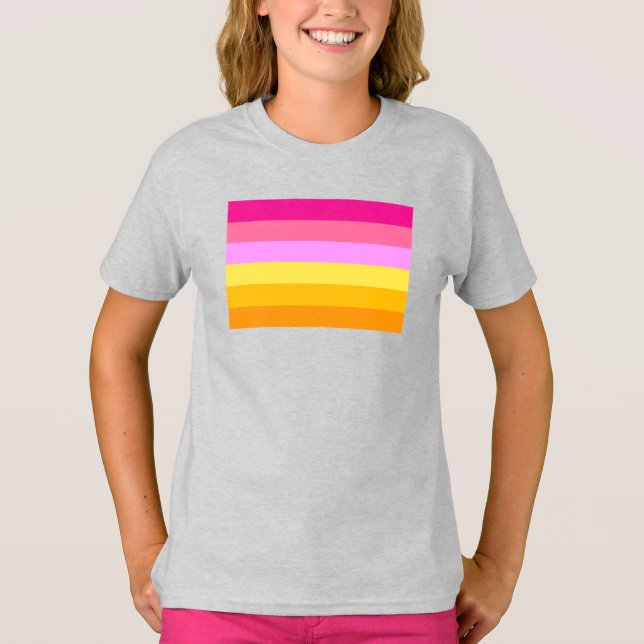Camiseta Bandeira do Orgulho Lésbico (Amanhecer) (Frente)